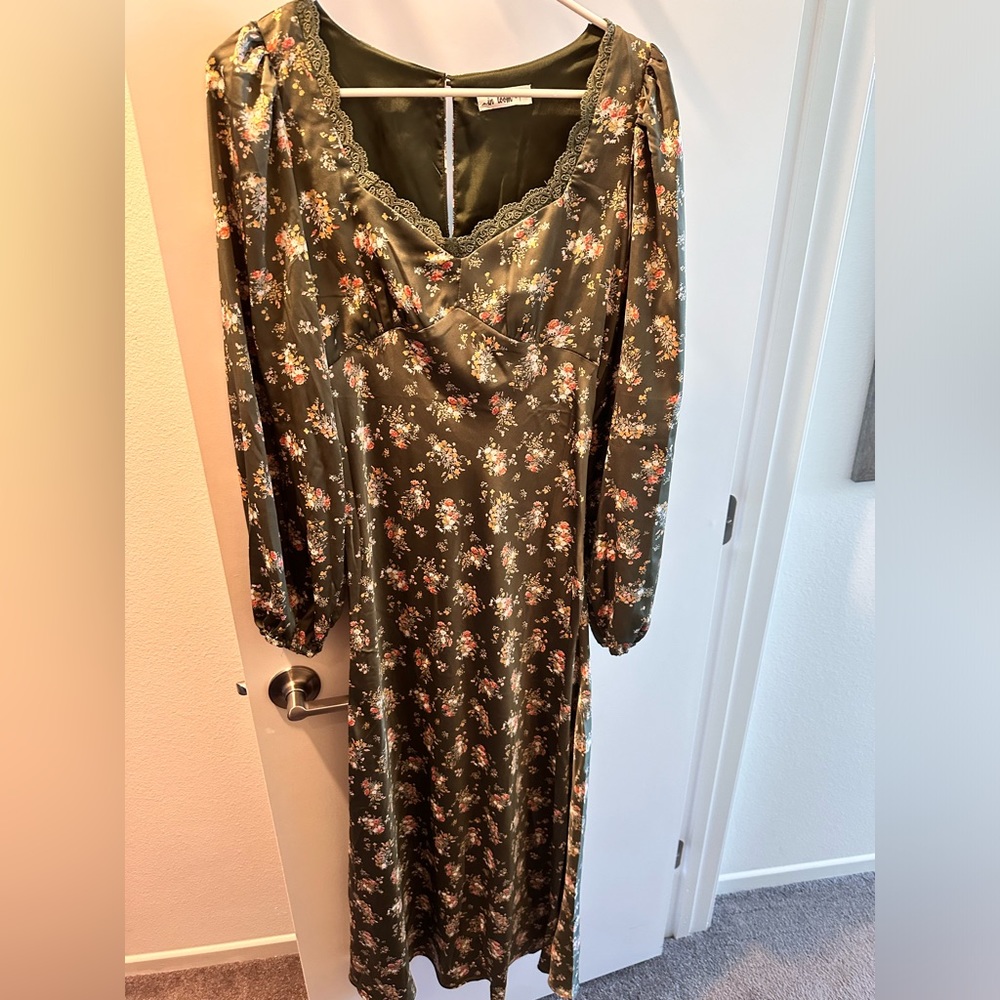 In loom boho green flower dress